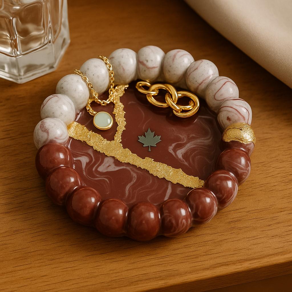Marble Luxe Jewelry Tray for Women with Golden Detailing | Fankaarlok
