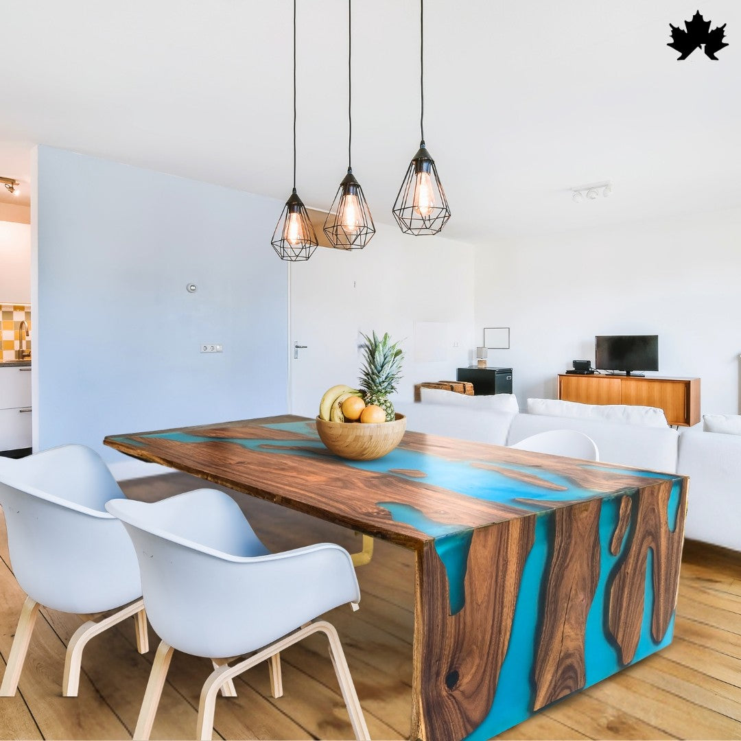 Wooden Table for Dining Room – Premium Teal River Epoxy Dining Table | Fankaarlok