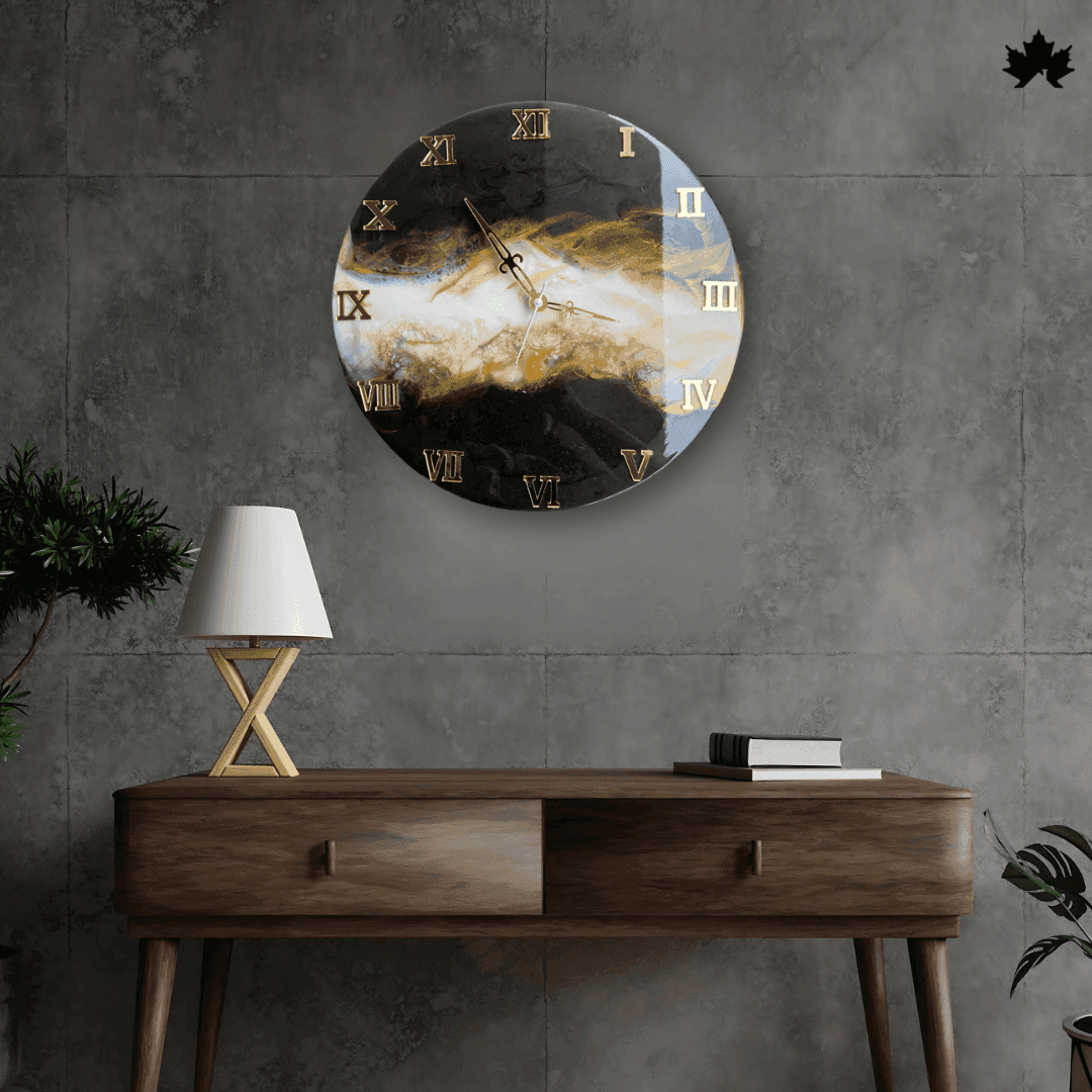 Midnight Marbling - Industrial Style Clock | Fankaarlok - Fankaarlok