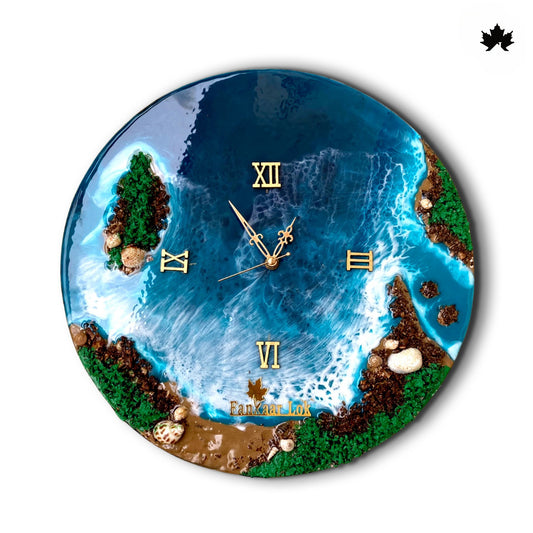 Ocean Wave Resin Art Collection | Round Designer Wall Clock by Fankaarlok