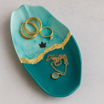 Aqua Luxe Jewelry Tray Gift for Her with Golden Detailing | Fankaarlok