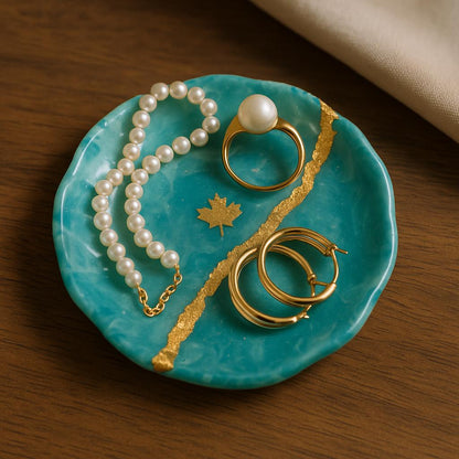 Emerald Shine Dresser Jewelry Tray with Golden Detailing | Fankaarlok