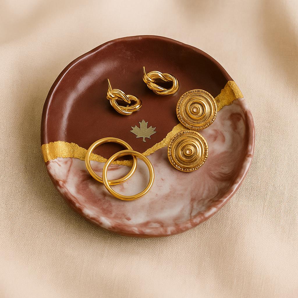 Regal Maroon Luxury Jewelry Organizer Tray with Golden Accents | Fankaarlok
