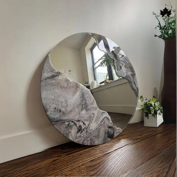 Marble Eclipse Round – Resin Big Wall Mirror for Living Room