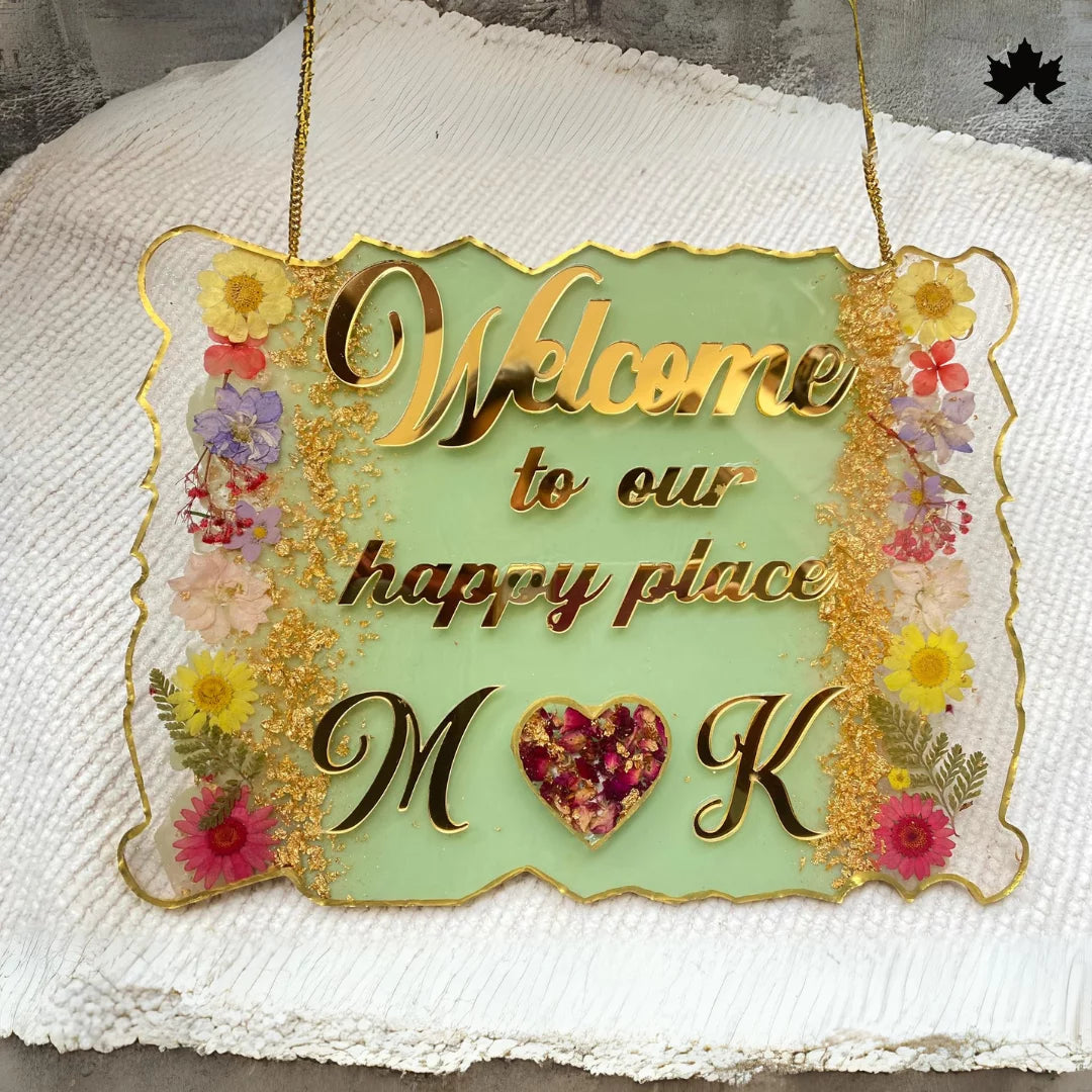 Eden Bloom – Floral Nameplate for Home Entrance | Personalized Couple Nameplate