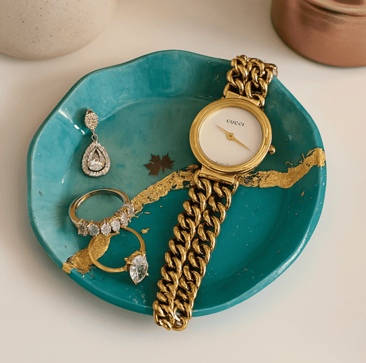 Ocean Blue Resin Tray with Gold Detailing – Buy Luxury Jewellery Tray