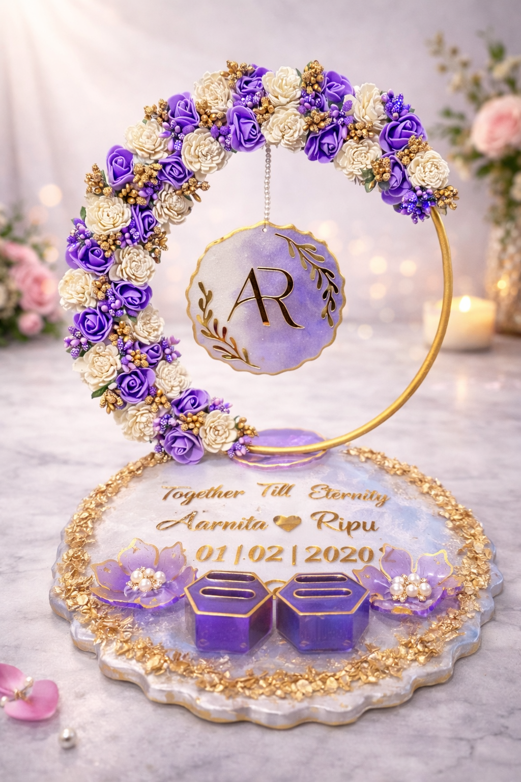 Artificial flower ring platter