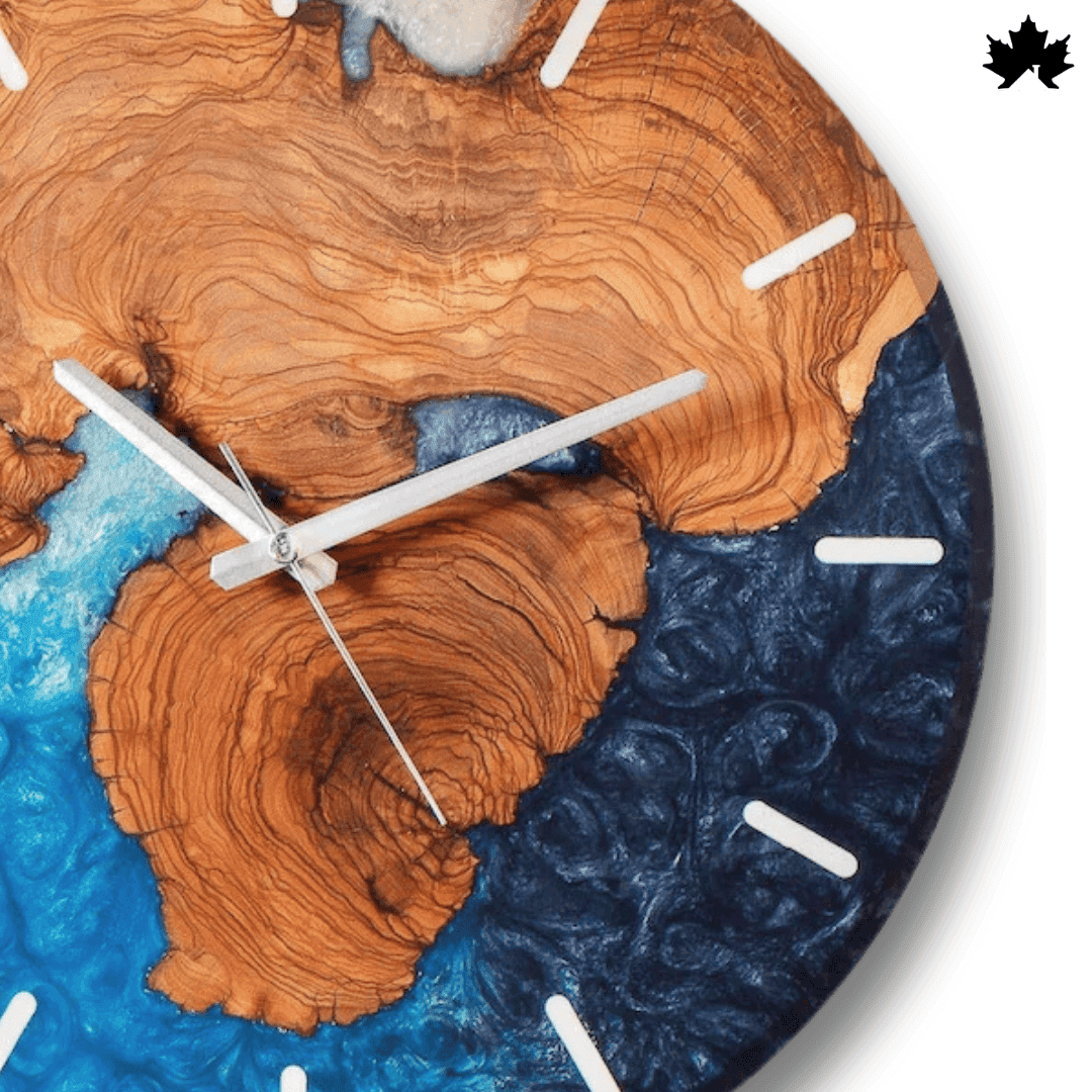 Natural Decor Wall Clock – Blue Epoxy Art & Live-Edge Wood Design | Natural Decor Wall Clock by Fankaarlok
