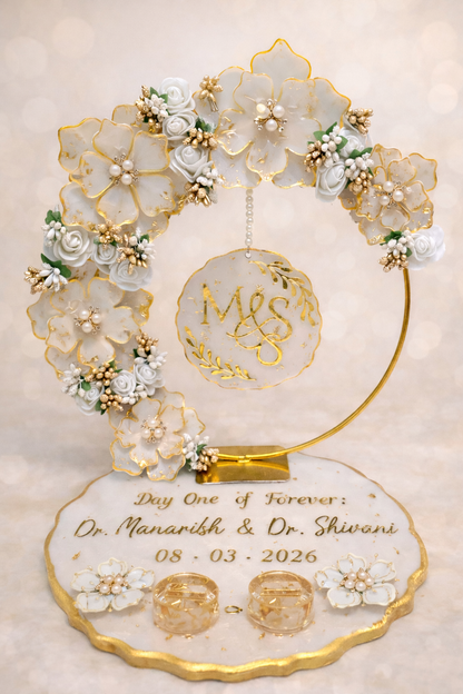 Timeless Bloom resin ring platter — roka ceremony tray