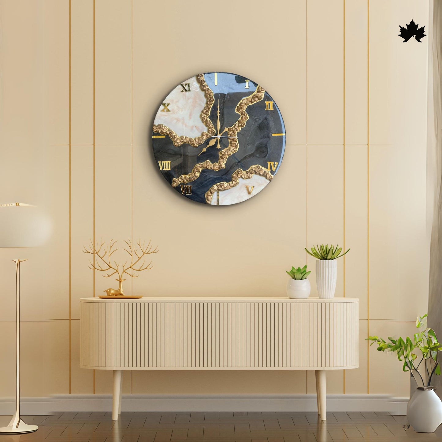 Luxury Resin Art Clock – Marble Texture Finish | Designer Wall Clock by Fankaarlok