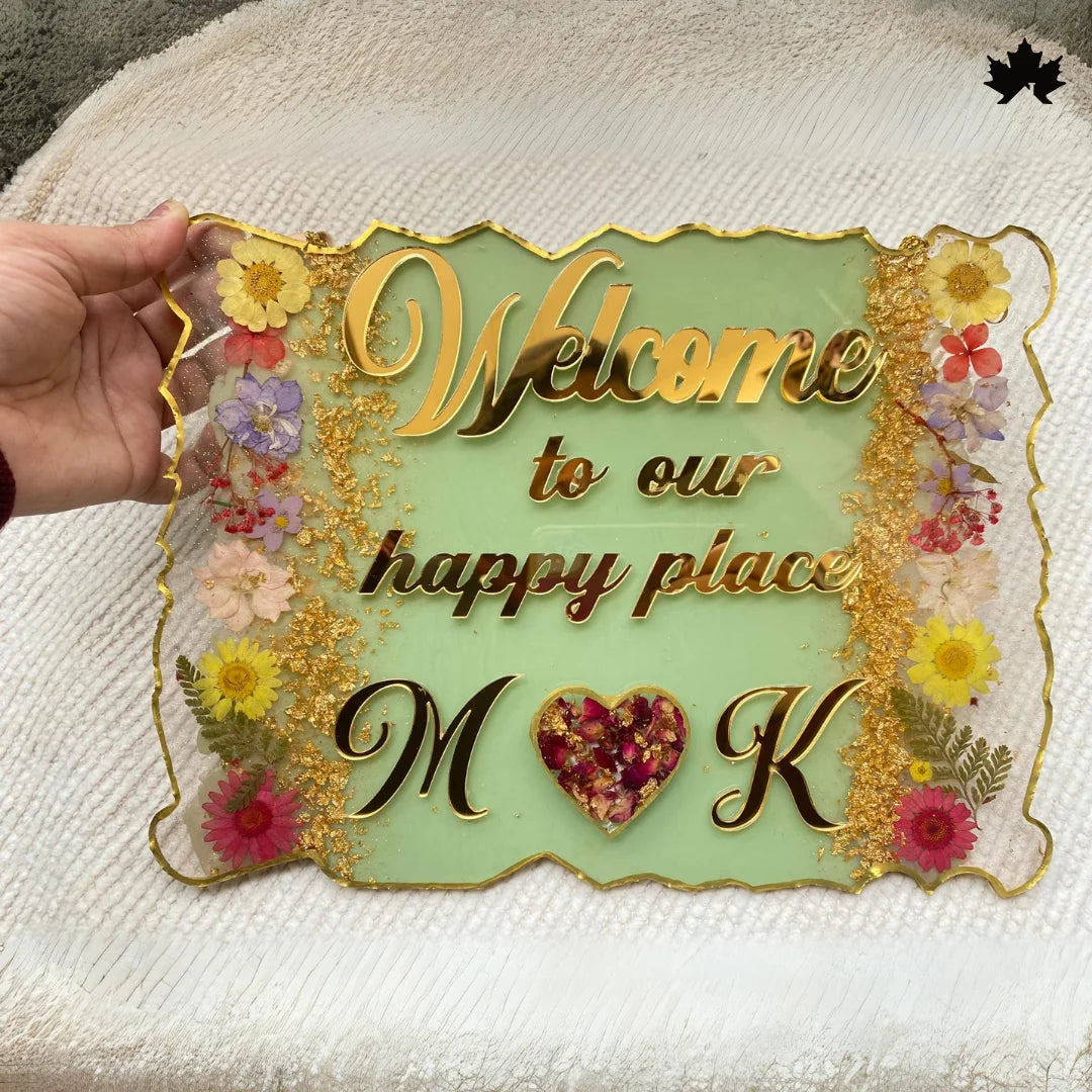 Eden Bloom – Floral Nameplate for Home Entrance | Personalized Couple Nameplate