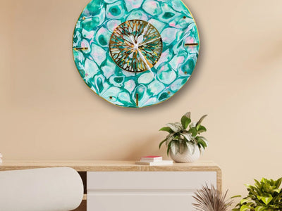 Abstract Resin Art Clock – Gold Centerpiece Design | Modern Wall Clock by Fankaarlok