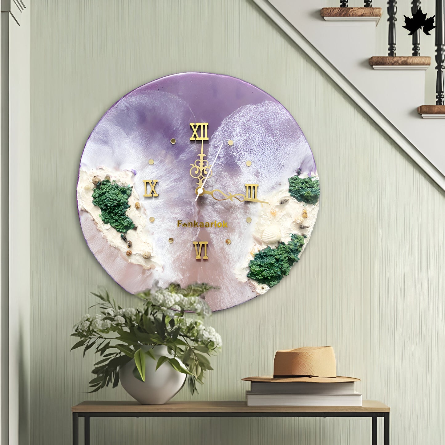 Premium Ocean Wave Resin Art Collection | Wall Clock for Office by Fankaarlok