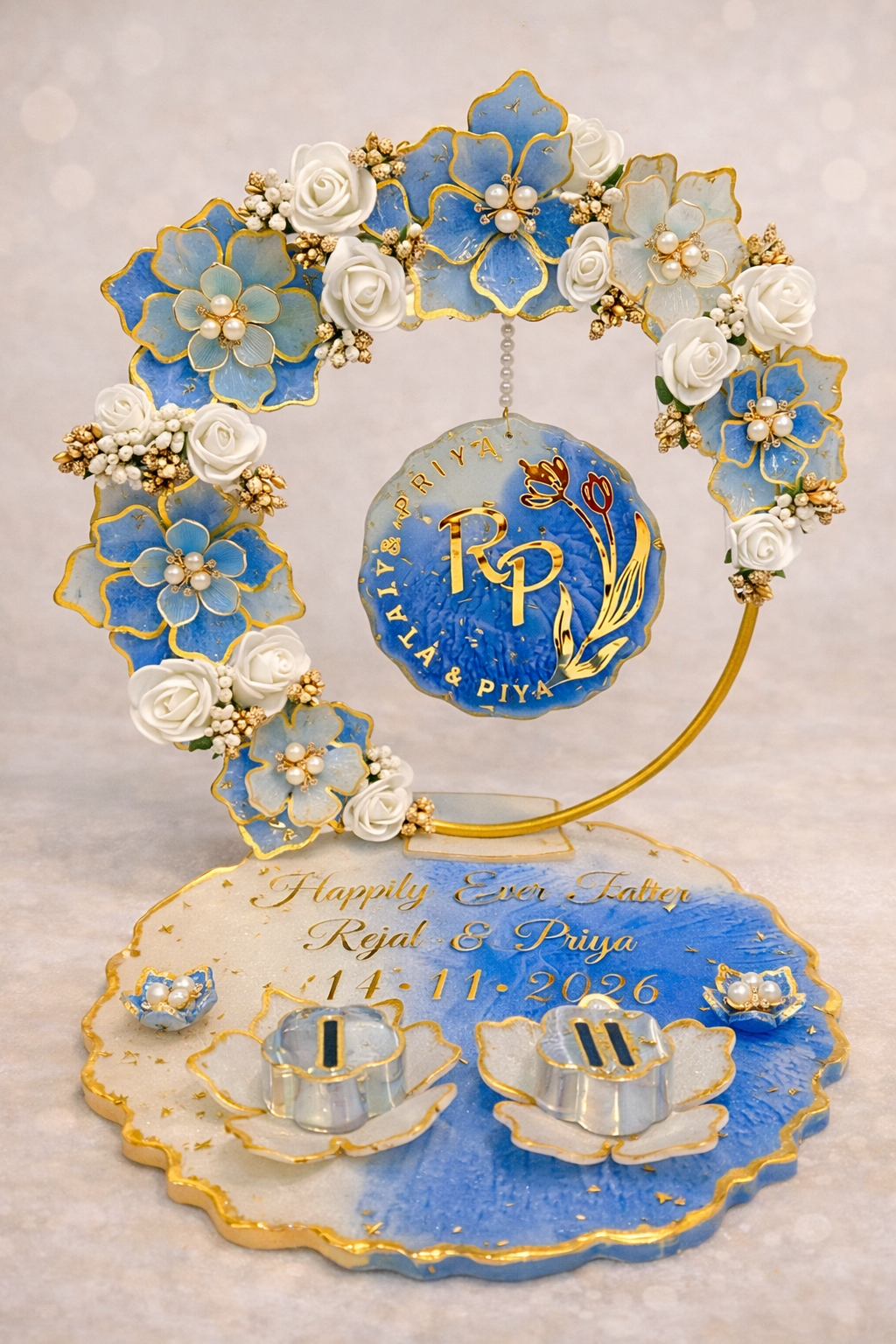 Elegant Bloom Resin Ring Platter | Engagement Ceremony Tray – Fankaarlok