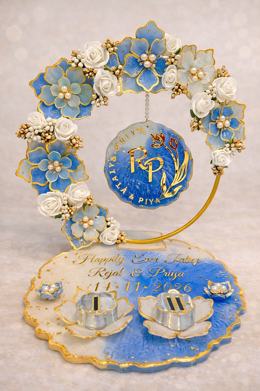 Elegant Bloom Resin Ring Platter | Engagement Ceremony Tray – Fankaarlok