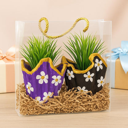 Plant Gift Combo Set | Designer Planters with Faux Greenery