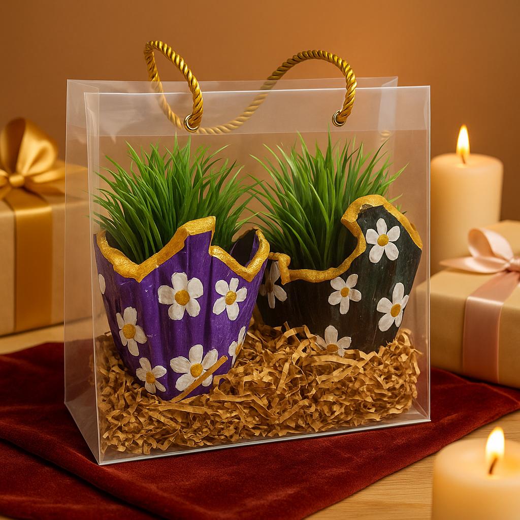 Plant Gift Combo Set | Designer Planters with Faux Greenery