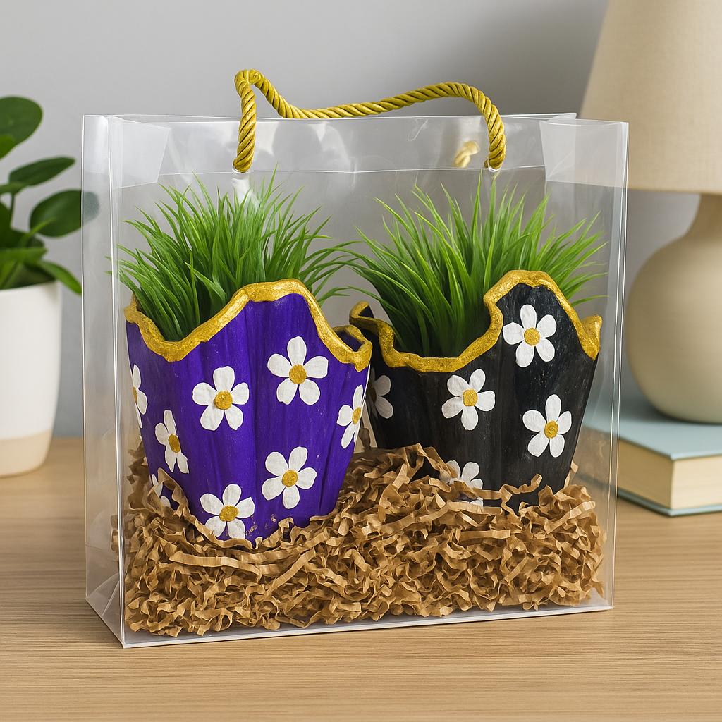 Plant Gift Combo Set | Designer Planters with Faux Greenery
