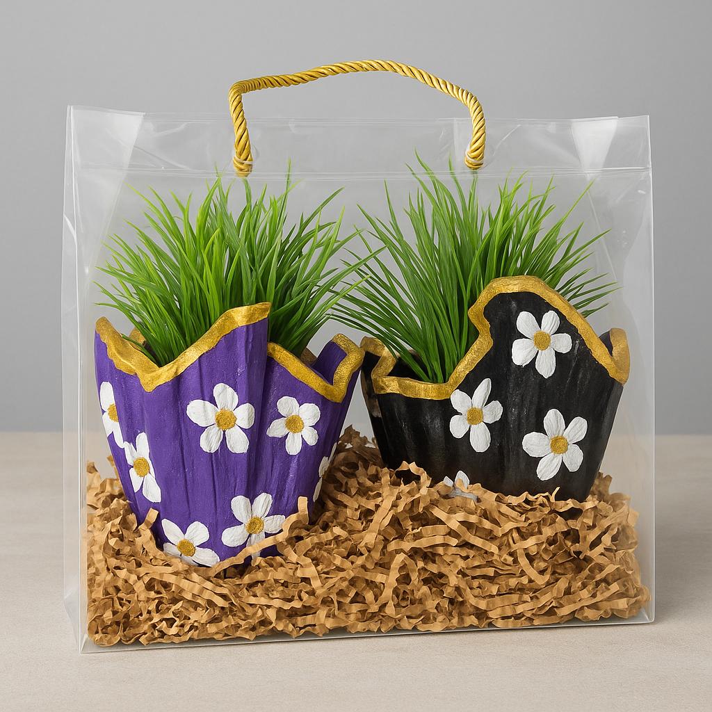 Plant Gift Combo Set | Designer Planters with Faux Greenery