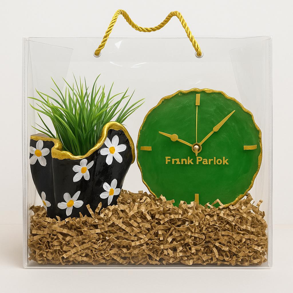 Corporate Desk Gift Hamper | Designer Planter with Luxury Desk Clock
