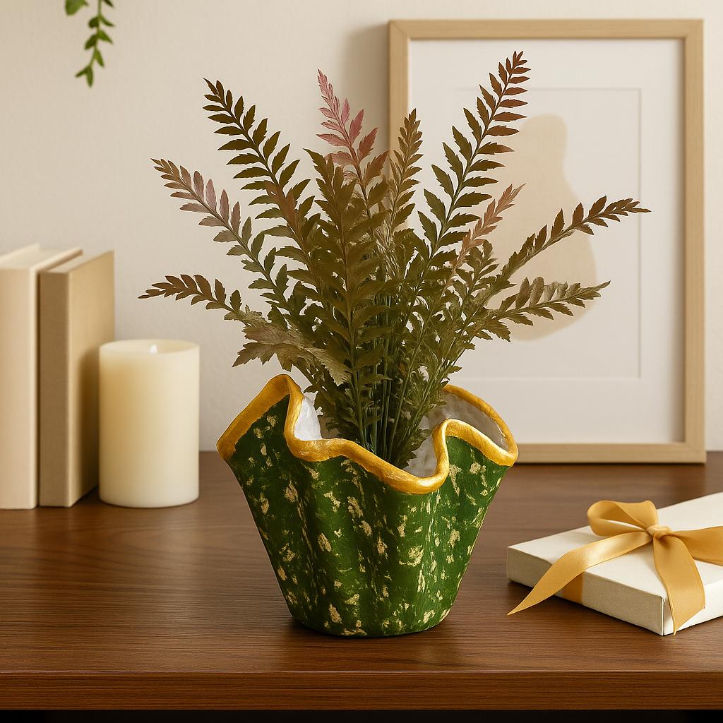 Indoor Plant Gift Hamper | Designer Planter with Faux Greenery