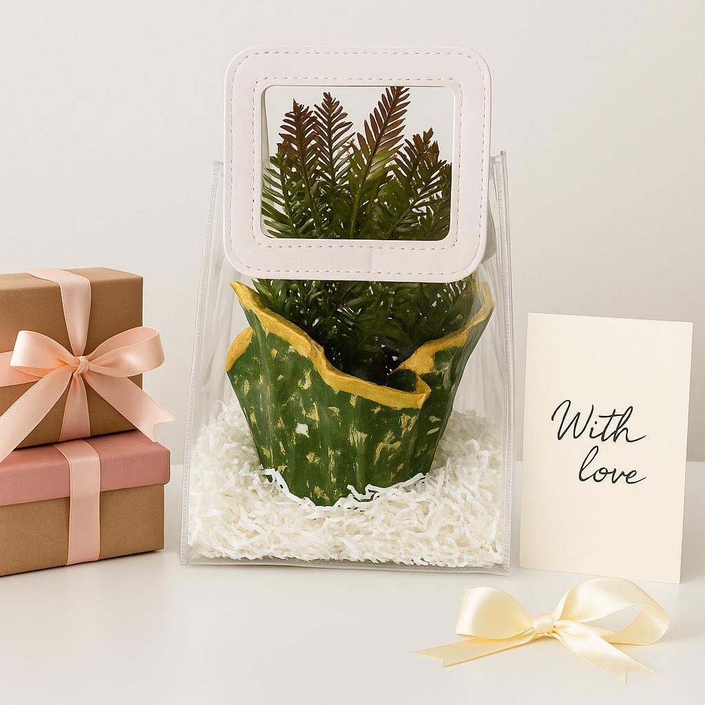 Indoor Plant Gift Hamper | Designer Planter with Faux Greenery