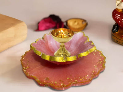 Blush Lotus Diya Holder - Graceful Jyot and Diya Holder for Aarti and Pooja Rituals - Fankaarlok