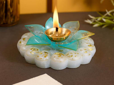 Aqua Pearl Diya Holder - Elegant Jyot and Diya Holder for Aarti and Pooja Rituals - Fankaarlok