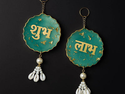 Designer Shubh Labh Toran with Golden Accents & Pearl Tassels | Fankaarlok - Fankaarlok