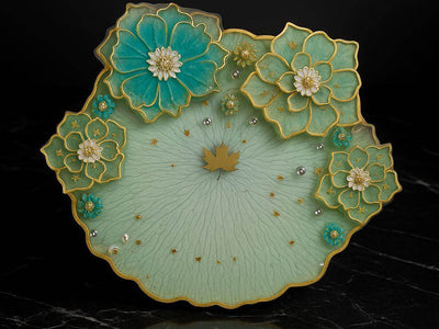 Aqua Bloom Unique Pooja Thali Design with Handcrafted Floral Art | Fankaarlok - Fankaarlok