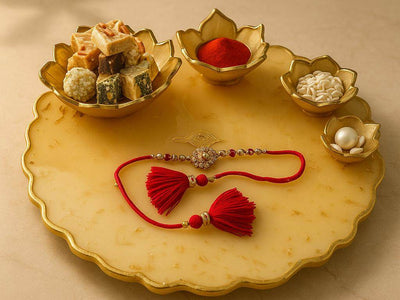 Buy Pooja Thali Online India | Luxury Designer Pooja Thali with Bowls - Fankaarlok