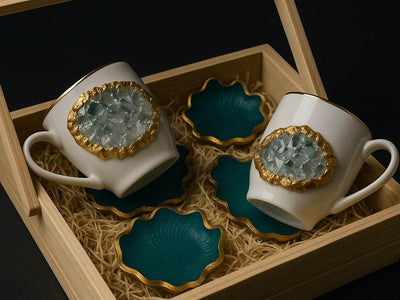 Buy Designer Cup Set Online | Luxury Handcrafted Cup & Coaster Gift Hamper - Fankaarlok