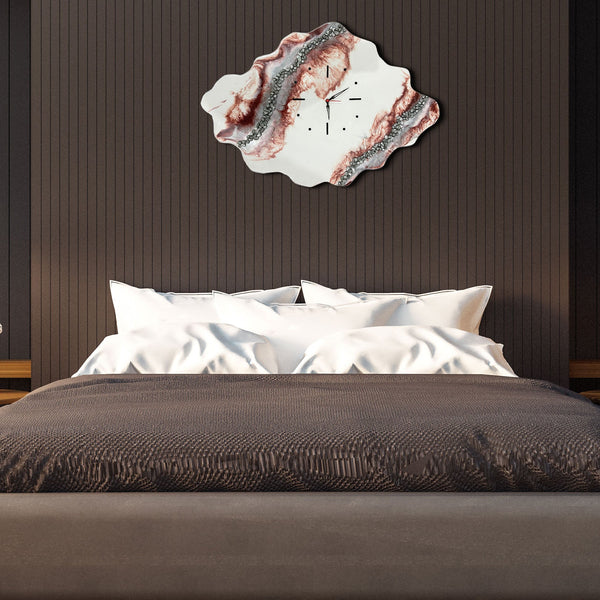 Abstract resin wall clock with Roman numerals and sculpted edge
