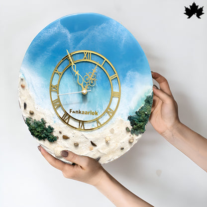 Premium Ocean Wave Resin Art Collection | Wall Clock for Office by Fankaarlok