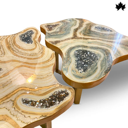 Set of 2 Center Tables – Luxury Geode Epoxy Coffee Table Set | Fankaarlok