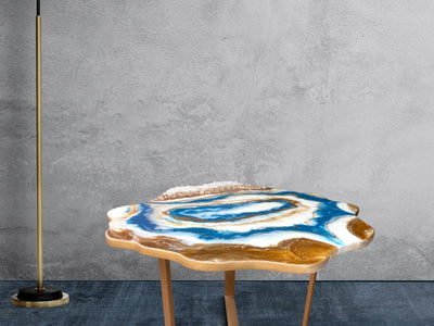 Abstract Center Table in Zirakpur – Blue Geode Epoxy Art Table | Fankaarlok