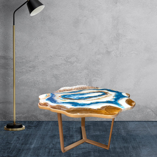 Abstract Center Table in Zirakpur – Blue Geode Epoxy Art Table | Fankaarlok