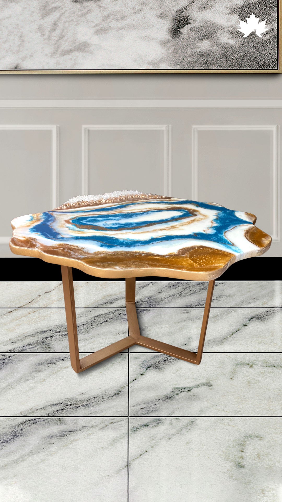 Abstract Center Table in Zirakpur – Blue Geode Epoxy Art Table | Fankaarlok