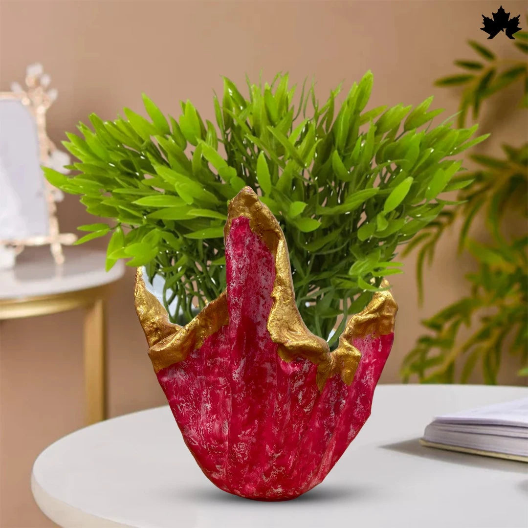 Crimson Royale decorative planter in deep crimson finish