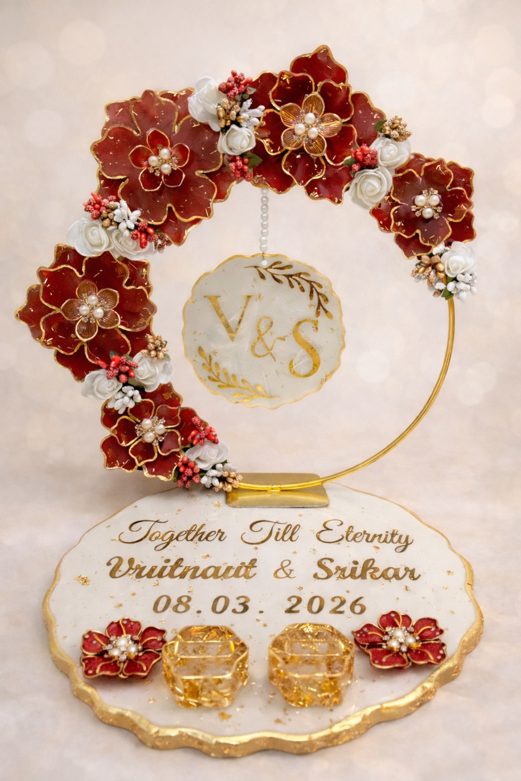 Grand Floral Resin Ring Platter | Wedding Ring Ceremony Tray – Fankaarlok