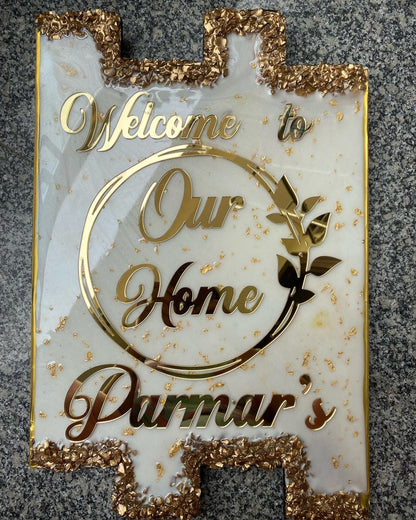Main Door Family Signage | Personalized “Welcome to Our Home” Nameplate