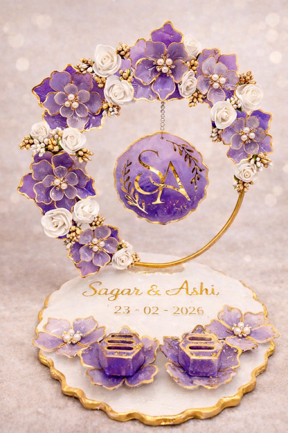 Floral Grace resin ring platter — wedding ring ceremony tray