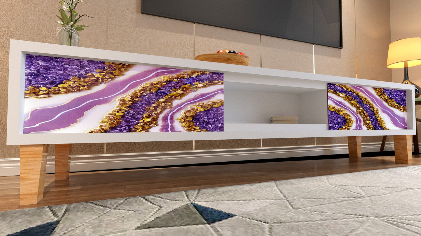 Living Room Storage Console – Modern Resin & Wood Cabinet | Fankaarlok