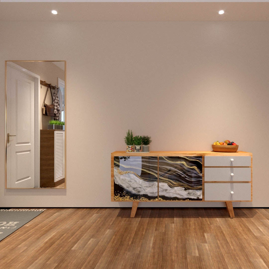 Living Room Console Table – Modern Wood & Resin Storage Cabinet | Fankaarlok