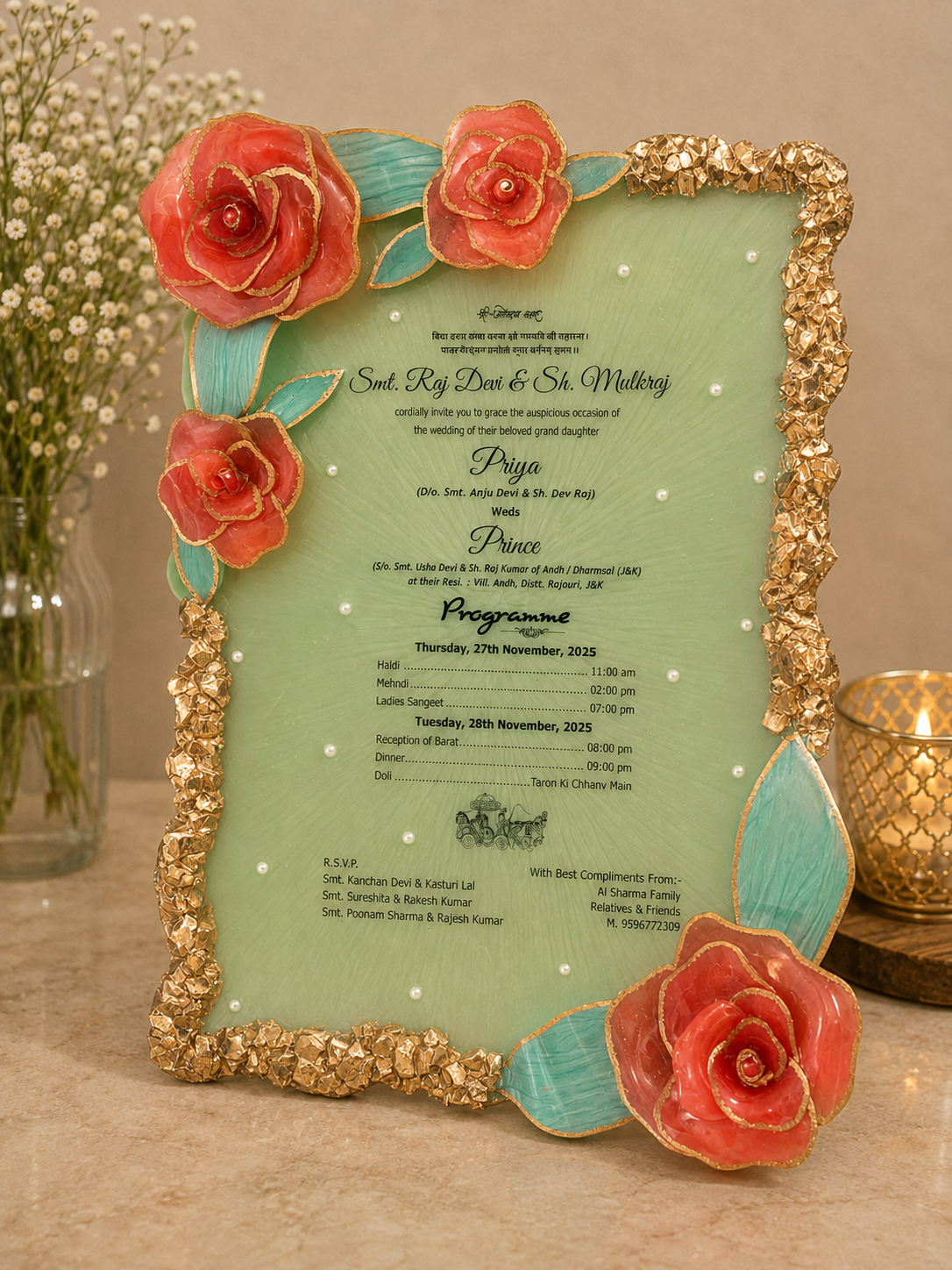 Graceful Wedding Invitation Resin Frame | Custom Nameplate – Fankaarlok