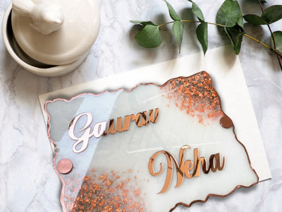 Auric Edge – Gold Accent Nameplate for Home | Elegant Couple Nameplate