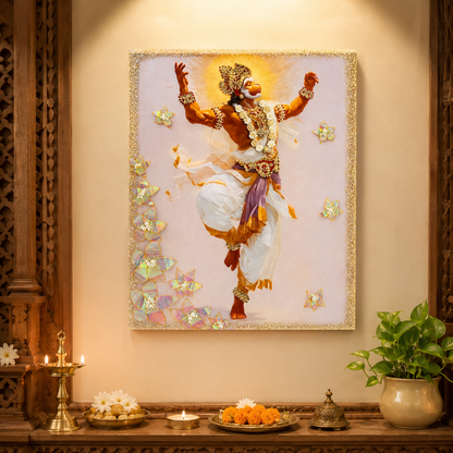 Hanuman Ji devotional wall art styled in a home mandir - Fankaarlok