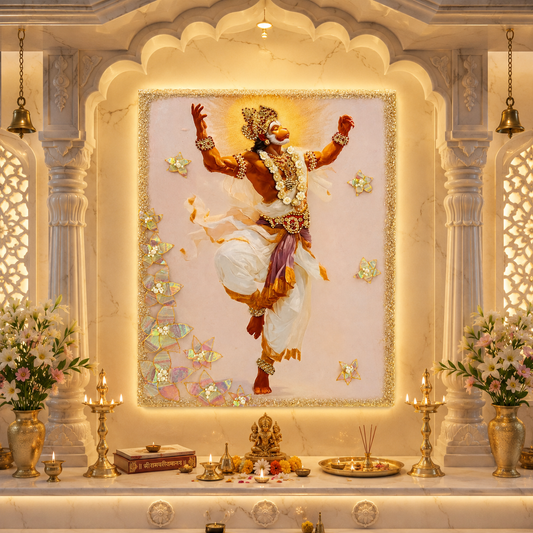 Hanuman Ji handcrafted resin wall frame with gold detailing - Fankaarlok
