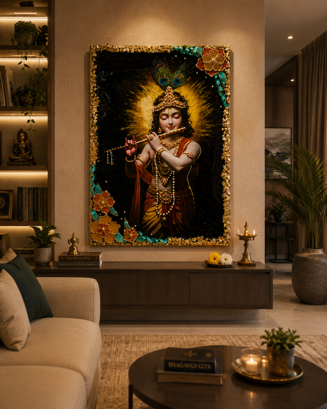 Bal Krishna resin frame showing floral border detail - Fankaarlok