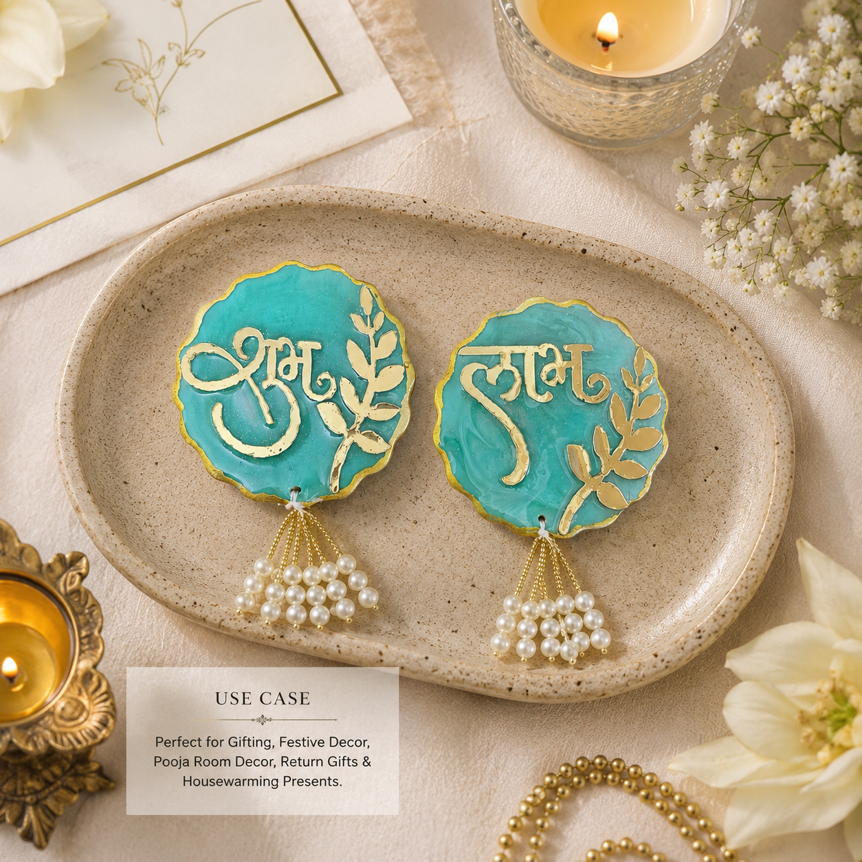 Shubh Laabh pair styled on a home entrance door - Fankaarlok